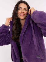 Hurt Fioletowa damska kurtka miś z suwakiem