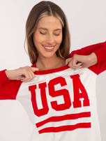 Biało-czerwona bluza z nadrukiem Samantha RUE PARIS