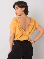 Dark yellow blouse with ruffles Leanne 