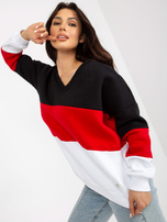 Hurt Biało-czerwona dresowa bluza basic z dekoltem w serek