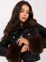 Czarna kurtka z ekoskóry z futrzaną podszewką