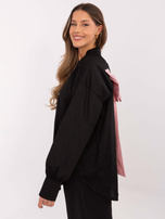 Hurtownia Czarna rozpinana koszula oversize z kokardą