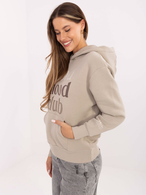 Jasnobeżowa bluza kangurka z haftem SUBLEVEL