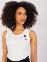Ecru wholesale ribbed sleeveless top.