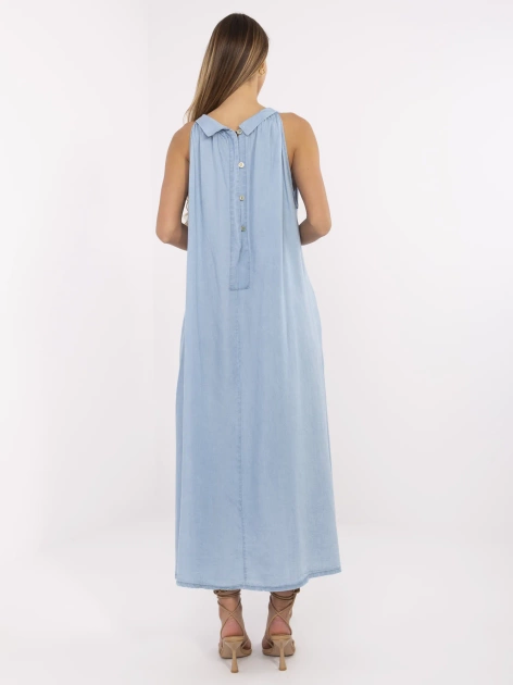 Niebieska maxi sukienka oversize na lato