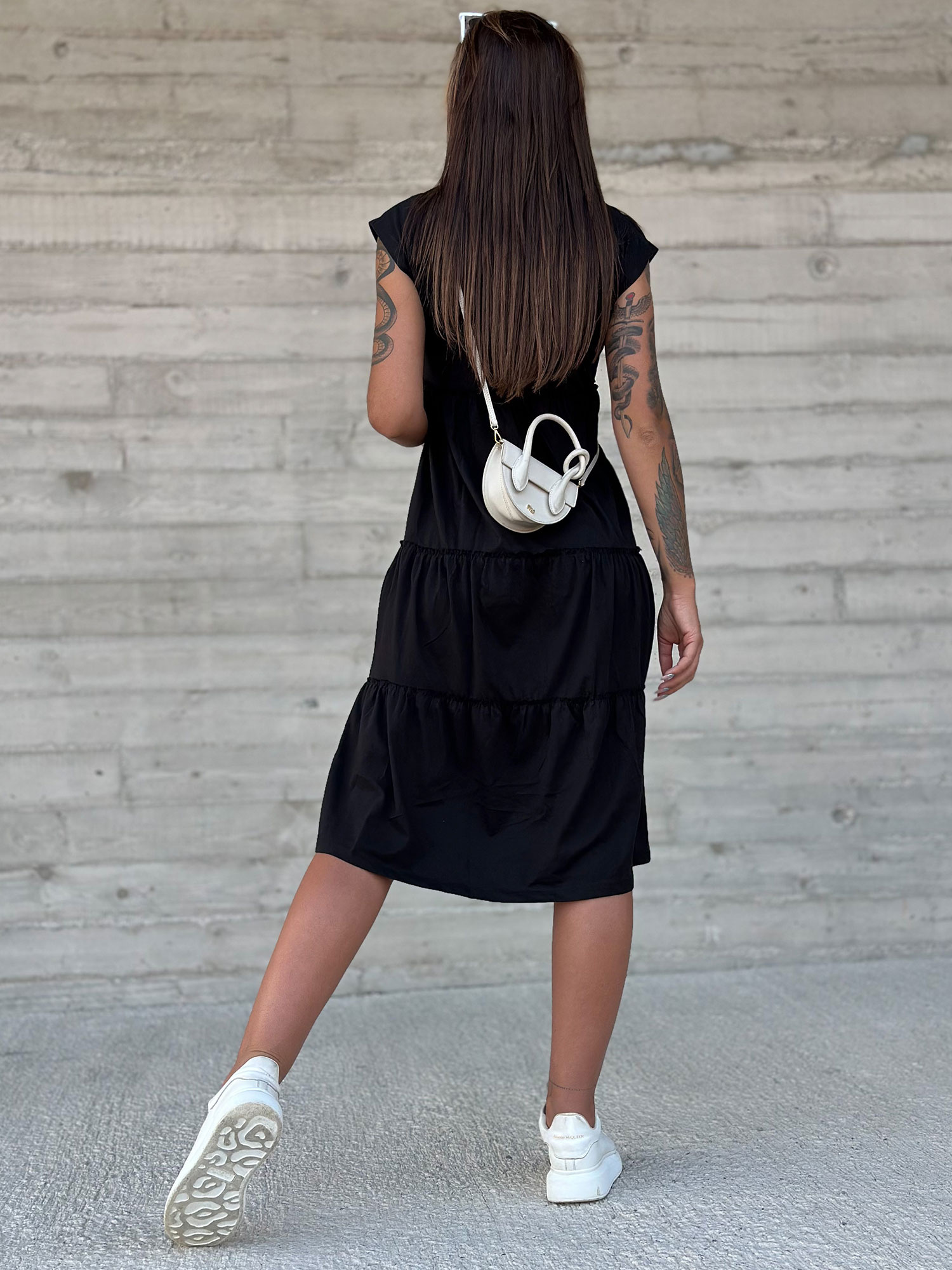Wholesale Black Loose Dress with Ruffle MAYFLIES
