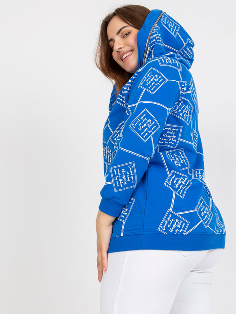 Ciemnoniebieska dresowa bluza plus size z nadrukiem