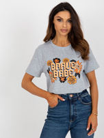 Hurtownia Szary melanżowy damski t-shirt z nadrukiem 