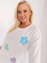 Hurt Ecru casualowa bluzka plus size z rozcięciami