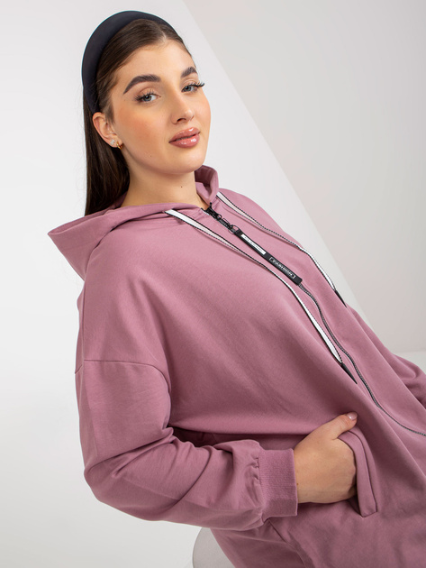 Hurt Brudnoróżowa rozpinana bluza plus size z kapturem