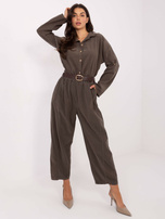 Khaki sztruksowa koszula z długim rękawem