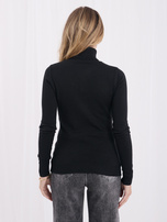 Czarny damski sweter golf slim fit