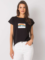 Czarny t-shirt z nadrukiem Aloha