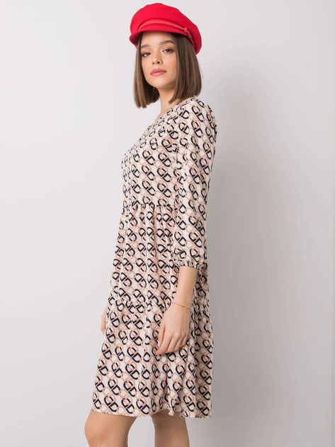 Ecru sukienka z falbaną Libby RUE PARIS