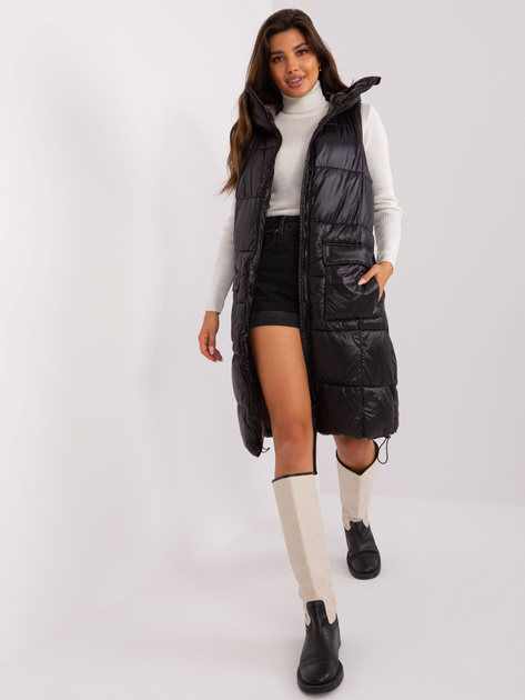 Hurt Czarna długa kamizelka z kapturem SUBLEVEL