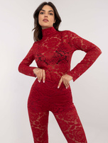 Hurt Czerwona koronkowa bluzka od kompletu