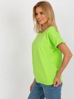 Hurt Limonkowa damska bluzka na co dzień z aplikacją