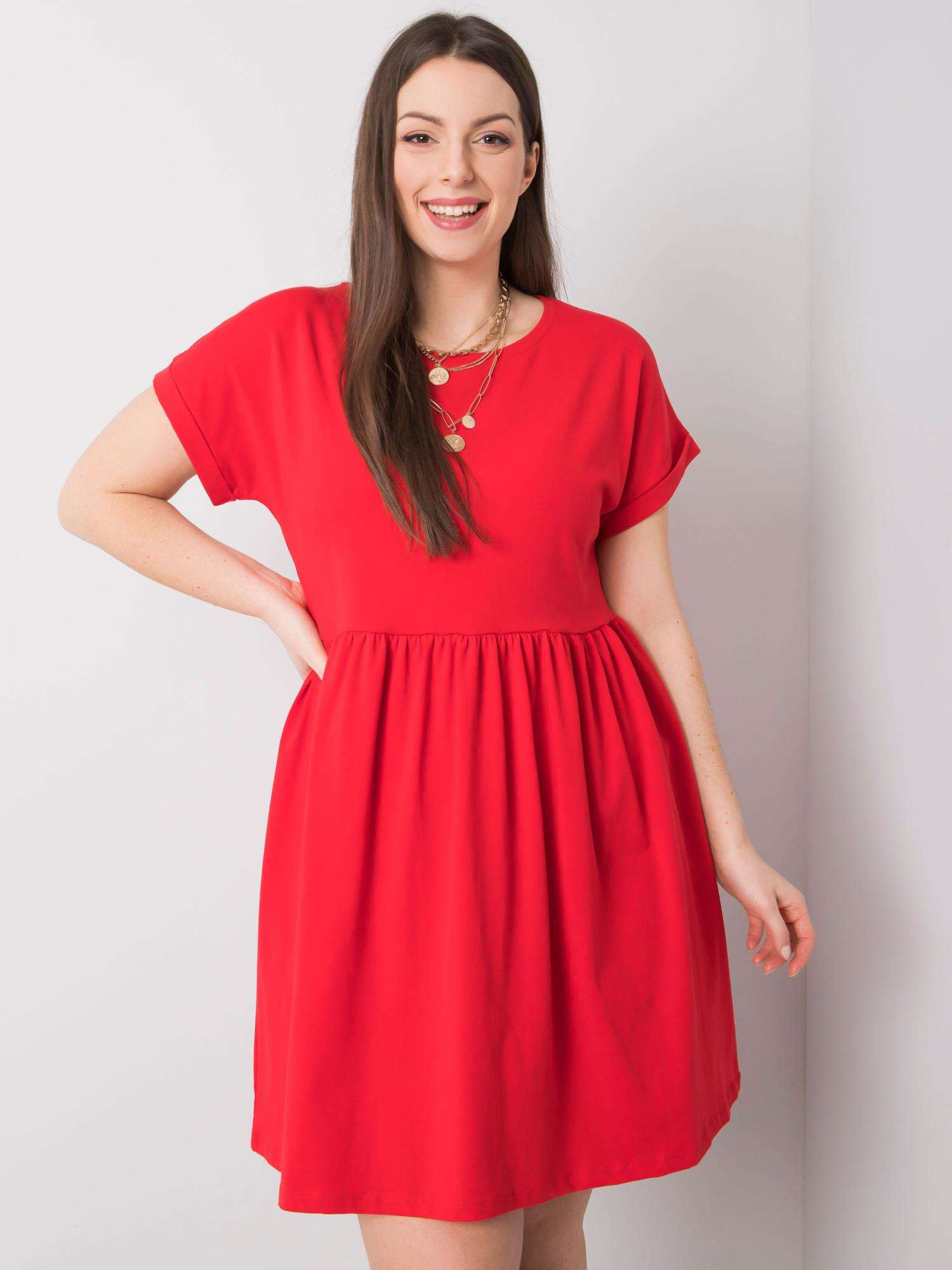 Czerwona bawełniana sukienka plus size Molly