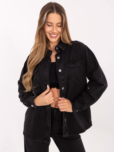 Czarna jeansowa kurtka z kieszeniami SUBLEVEL