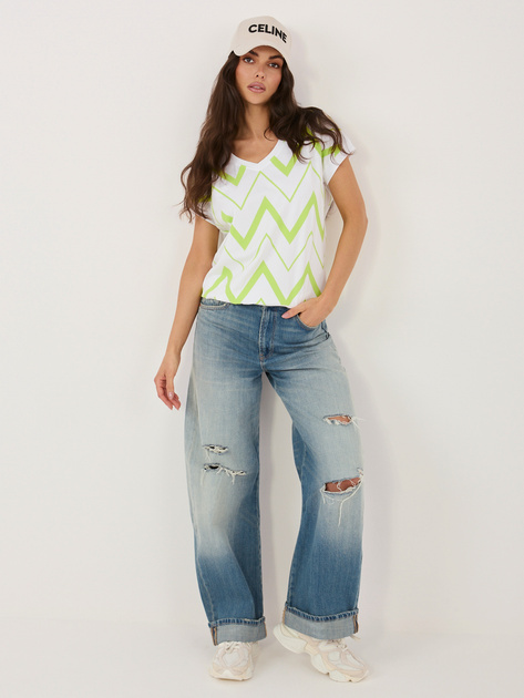 Pistacjowa bawełniana bluzka z nadrukiem