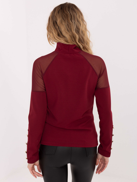 Bordowa bluzka ze wstawkami z siateczki RUE PARIS