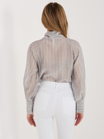 Szara elegancka koszula z wiązanym dekoltem