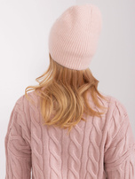 Hurt Brudnoróżowa czapka dzianinowa z cyrkoniami
