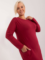 Hurt Bordowa dresowa sukienka plus size z napisami