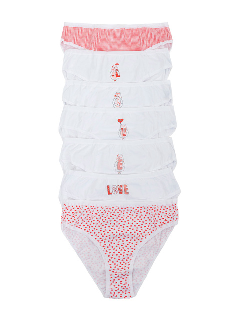 Hurt Biało-czerwone damskie majtki z bawełny 7-pak