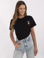 Czarny t-shirt z okrągłym dekoltem