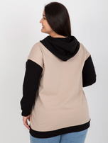 Hurt Beżowo-czarna rozpinana bluza plus size z naszywką