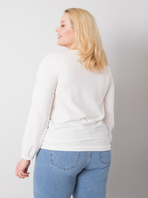 Ecru bawełniana bluzka plus size z długim rękawem Hailey