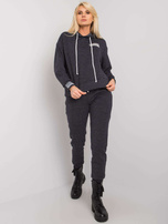 Czarny komplet dzianinowy z kapturem Blake