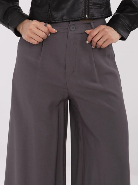 Grafitowe garniturowe spodnie z wysokim stanem