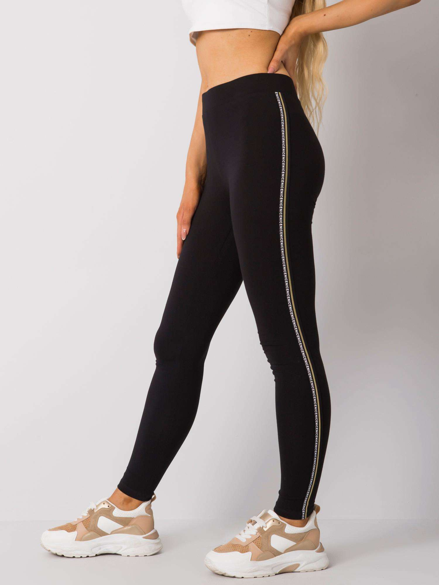 Black and gold cotton leggings Naila RUE PARIS