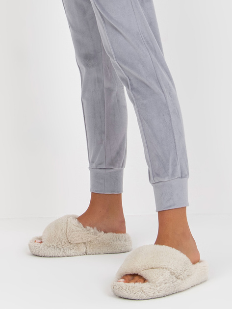 Hurtownia Szara miękka piżama welurowa ze spodniami