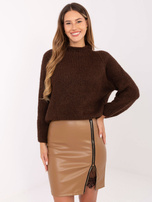 Camelowa spódnica z ozdobnym suwakiem RUE PARIS 