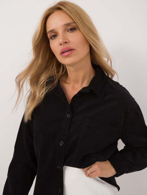Hurt Czarna sztruksowa koszula oversize z kieszenią SUBLEVEL