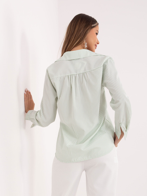 Pistacjowa klasyczna koszula w paski