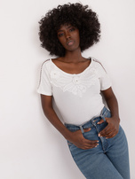 Hurt Ecru bluzka z koronką i krótkim rękawem