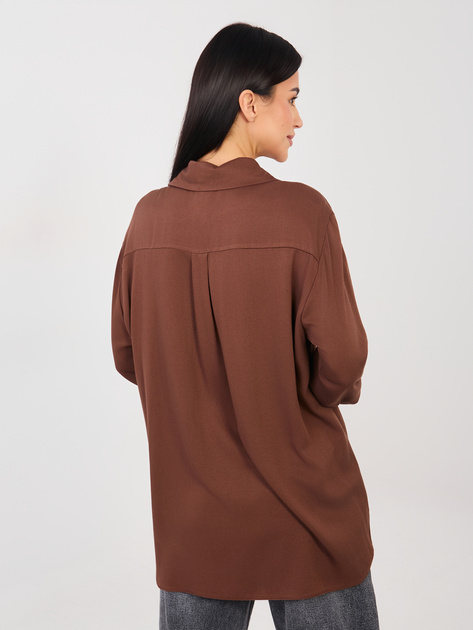 Brązowa damska koszula oversize z kołnierzykiem