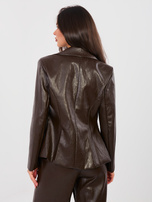 Czekoladowa skórzana marynarka od kompletu