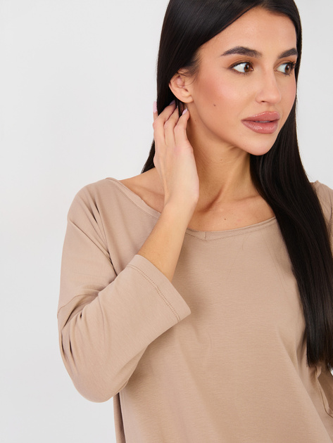 Ciemnobeżowa bawełniana bluzka basic RUE PARIS