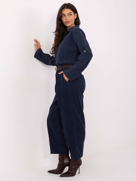 Ciemnoniebieskie sztruksowe spodnie do kompletu