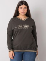 Ciemna khaki bluzka plus size z aplikacją Lila