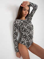 Online wholesale Black-and-white patterned viscose bodysuit.