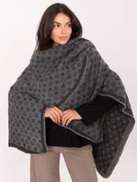 Dunkelgraue Damen-Poncho mit Druck.