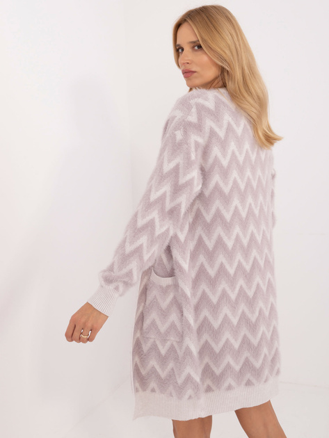 Hurtownia online Jasnofioletowy luźny kardigan z kieszeniami