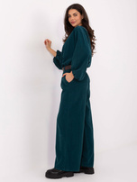 Morskie szerokie spodnie ze sztruksu