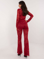 Hurt Czerwone koronkowe spodnie dzwony od kompletu